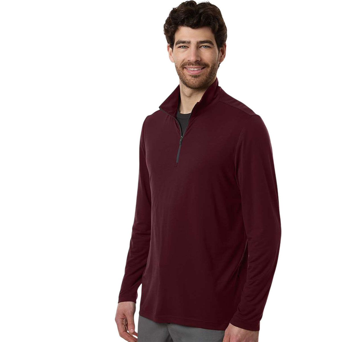 North End Men's Burgundy/Carbon JAQ Stretch Performance Quarter-Zip