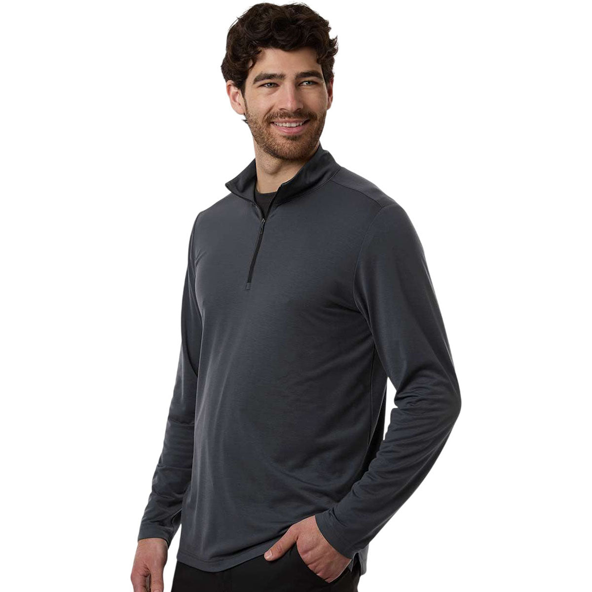North End Men's Carbon/Black JAQ Stretch Performance Quarter-Zip