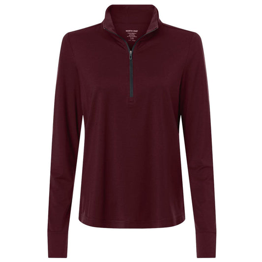 North End Women's Burgundy/Carbon JAQ Stretch Performance Quarter-Zip