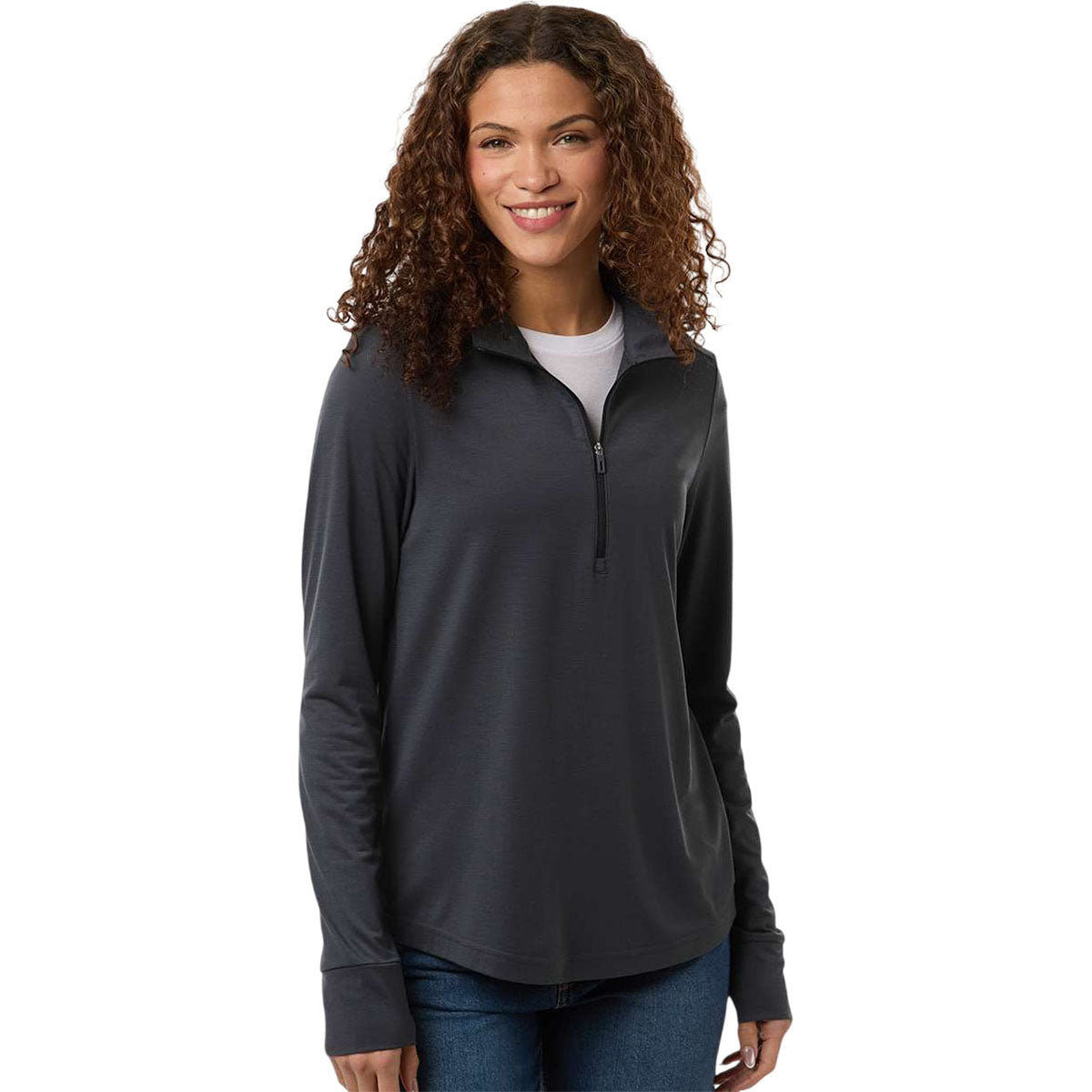 North End Women's Carbon/Black JAQ Stretch Performance Quarter-Zip