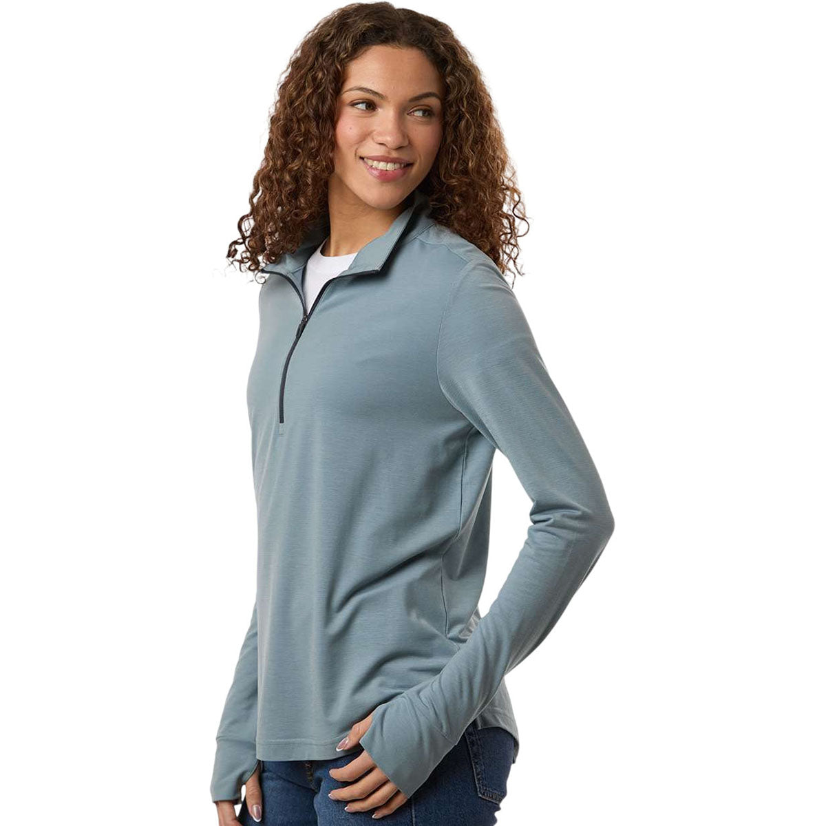 North End Women's Opal Blue/Carbon JAQ Stretch Performance Quarter-Zip