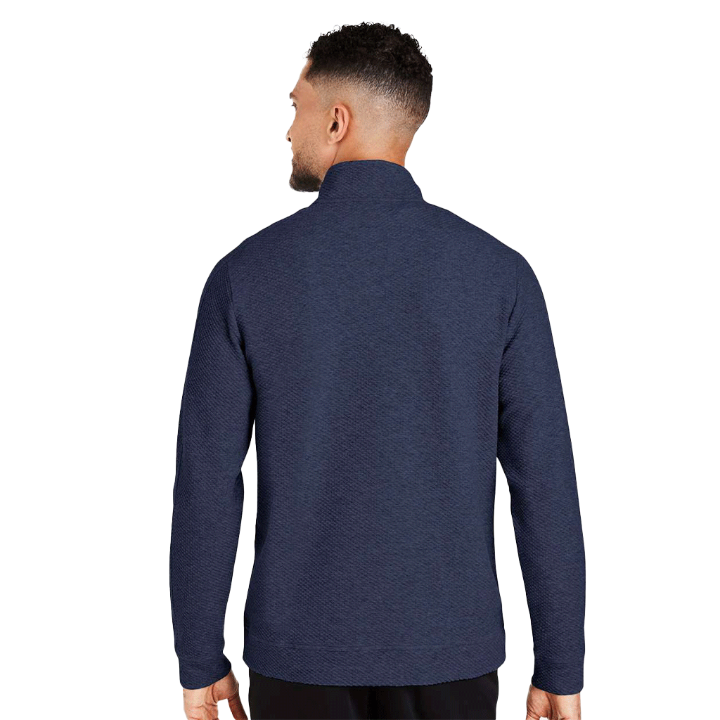 North End Men's Classic Navy Heather Spirit Textured Quarter-Zip Pullover