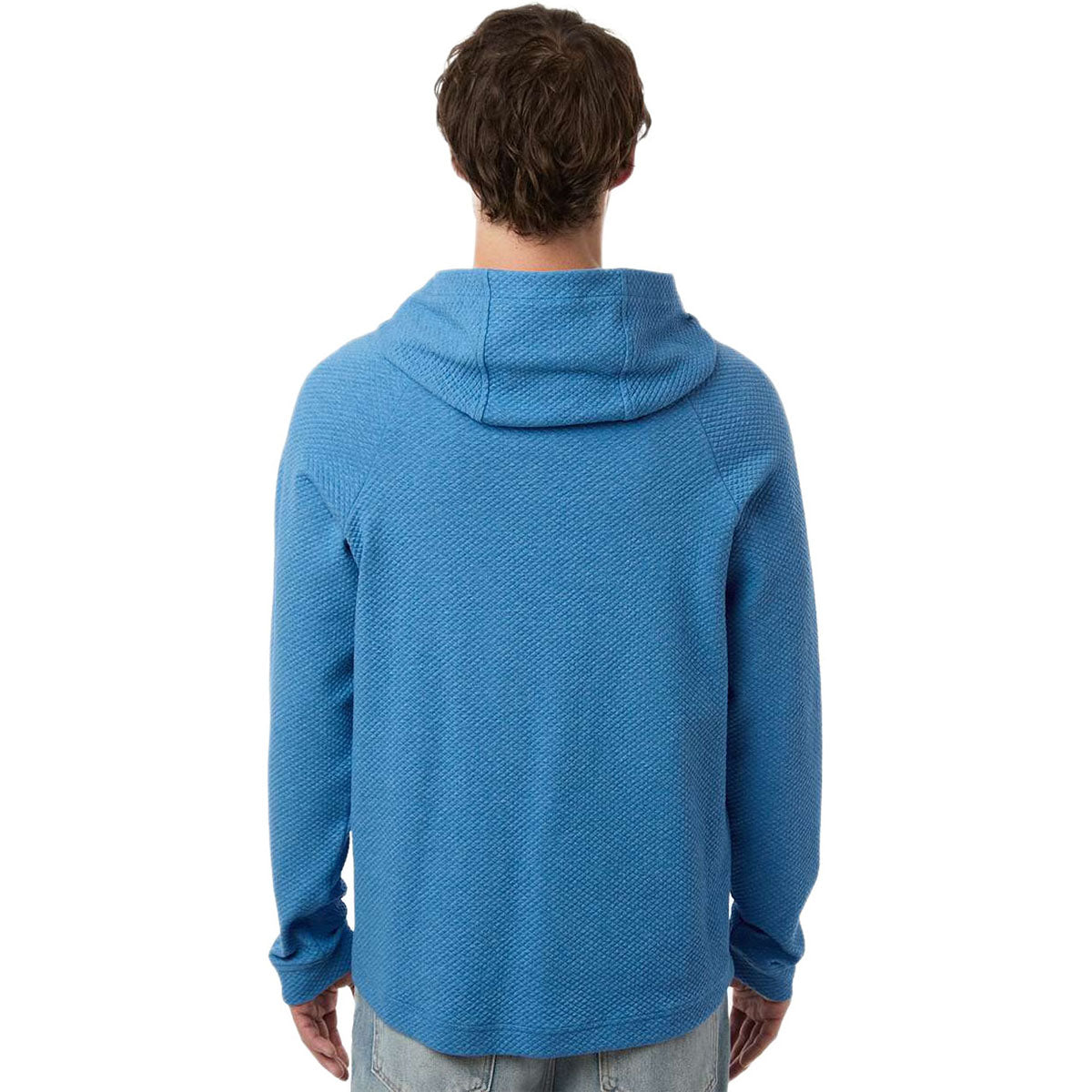 North End Men's Light Nautical Blue Heather Spirit Textured Hooded Pullover