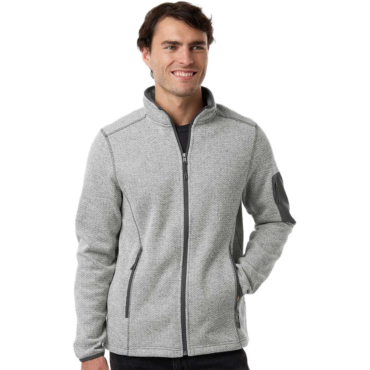 North End Men's Grey/White Jasper Full-Zip Fleece Jacket