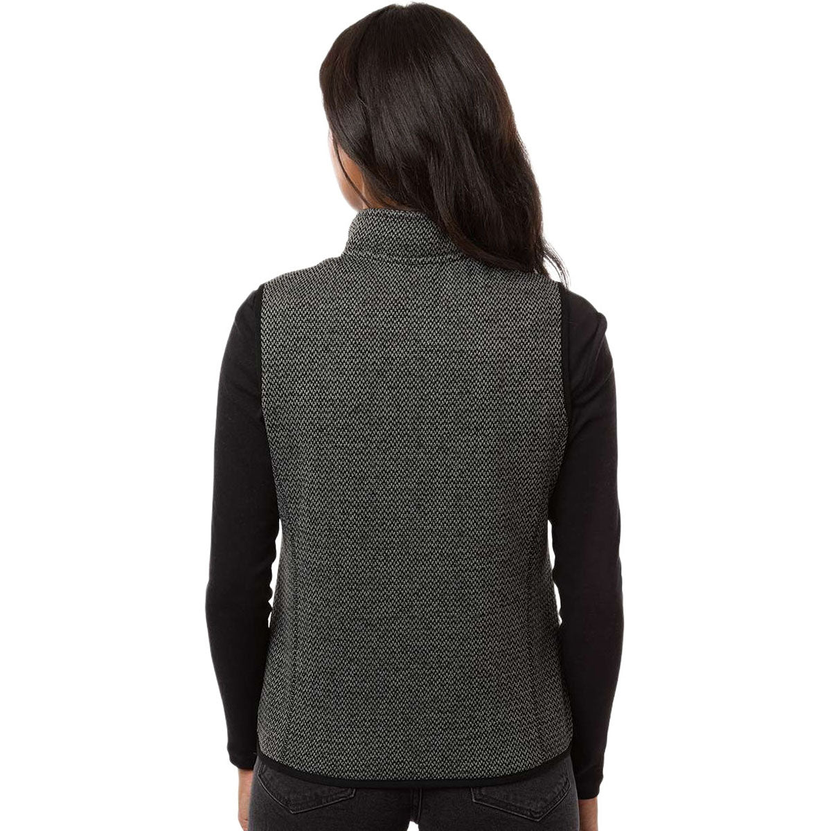North End Women's Black/Grey Jasper Jacquard Fleece Vest
