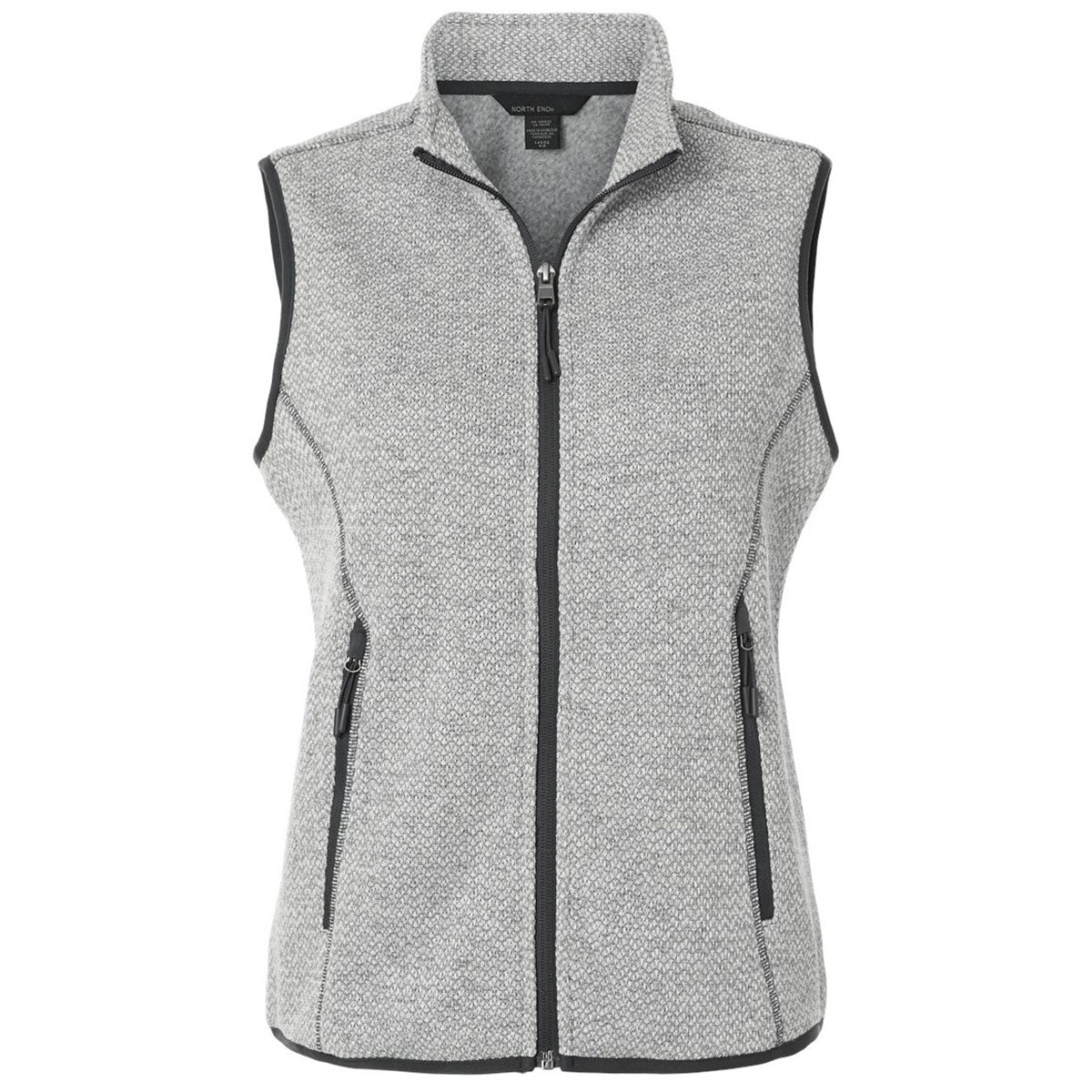 North End Women's Grey/White Jasper Jacquard Fleece Vest