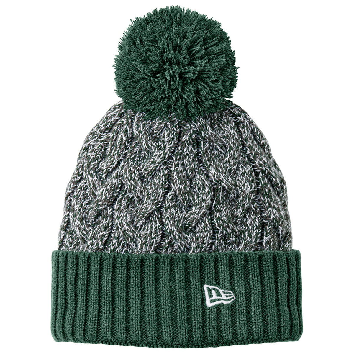 New Era Dark Green/Graphite/White Marled Knit Pom Beanie