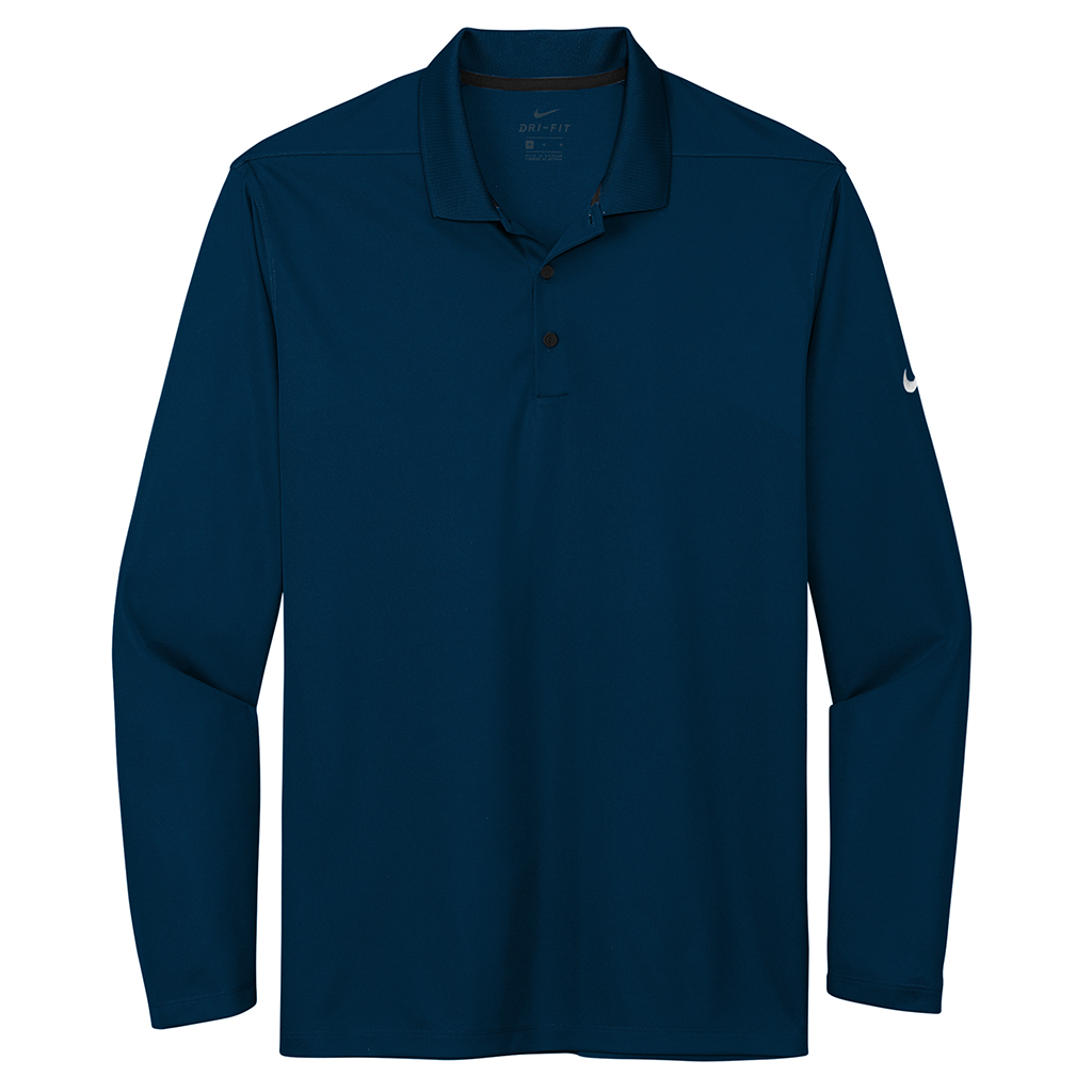Nike Men's Navy Dri-FIT Micro Pique 2.0 Long Sleeve Polo