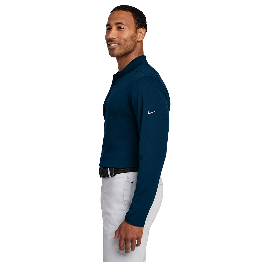 Nike Men's Navy Dri-FIT Micro Pique 2.0 Long Sleeve Polo