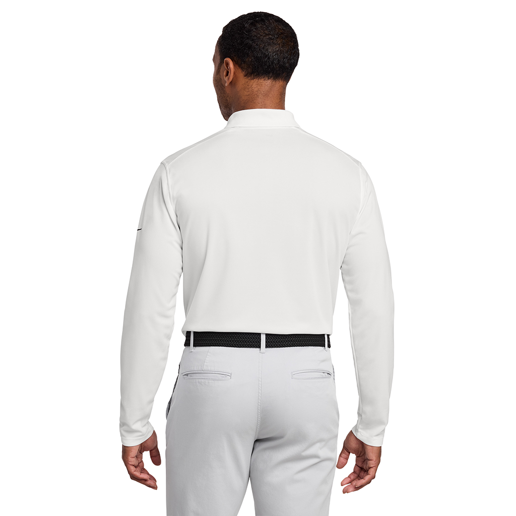 Nike Men's White Dri-FIT Micro Pique 2.0 Long Sleeve Polo