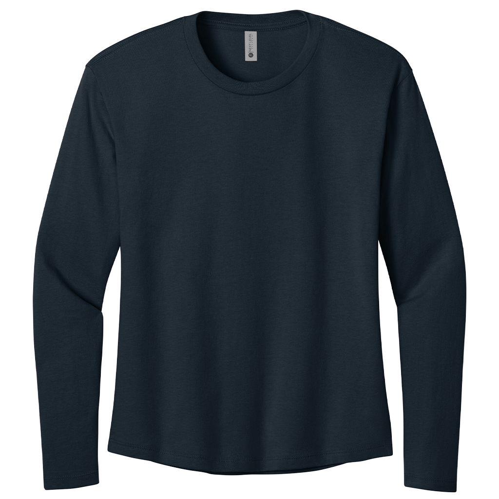Next Level Women's Midnight Navy Cotton Relaxed Long Sleeve Tee