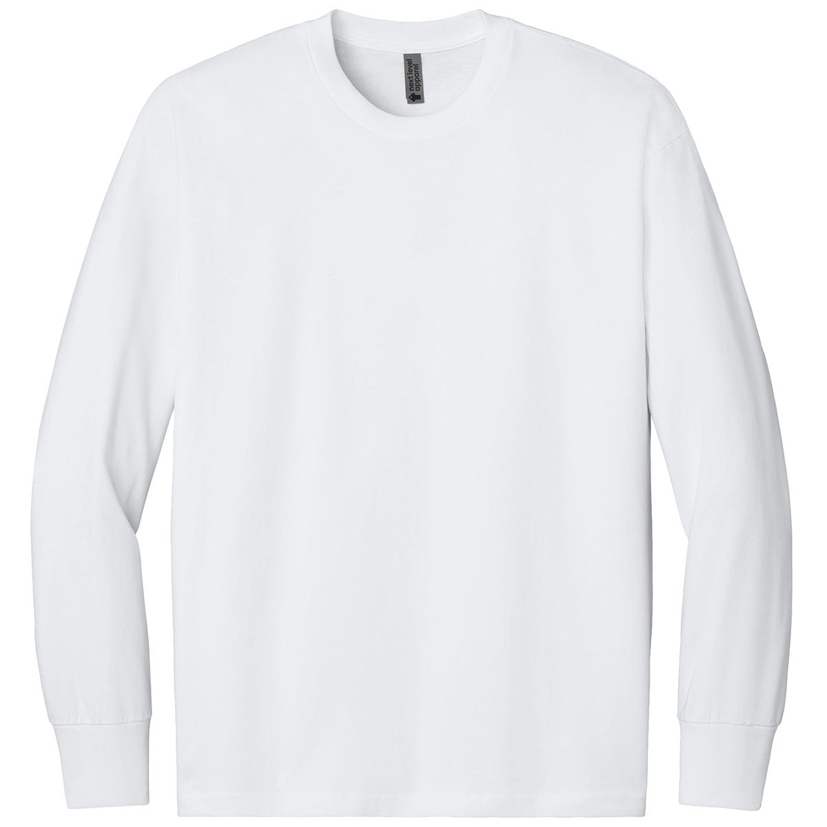 Next Level Men's White Heavyweight Long Sleeve Tee