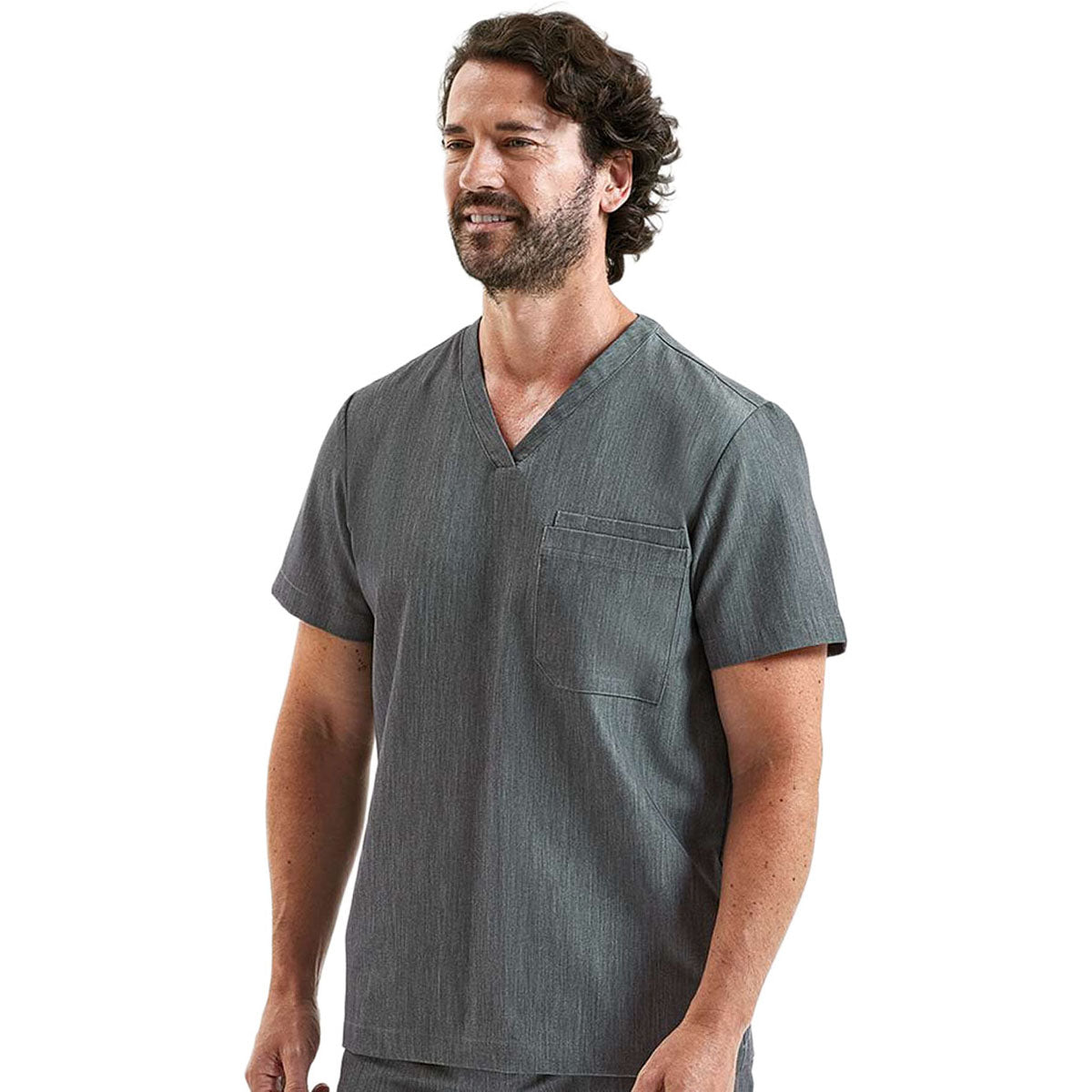 Onna Men's Dynamo Grey Limitless V-Neck Stretch Scrub Top