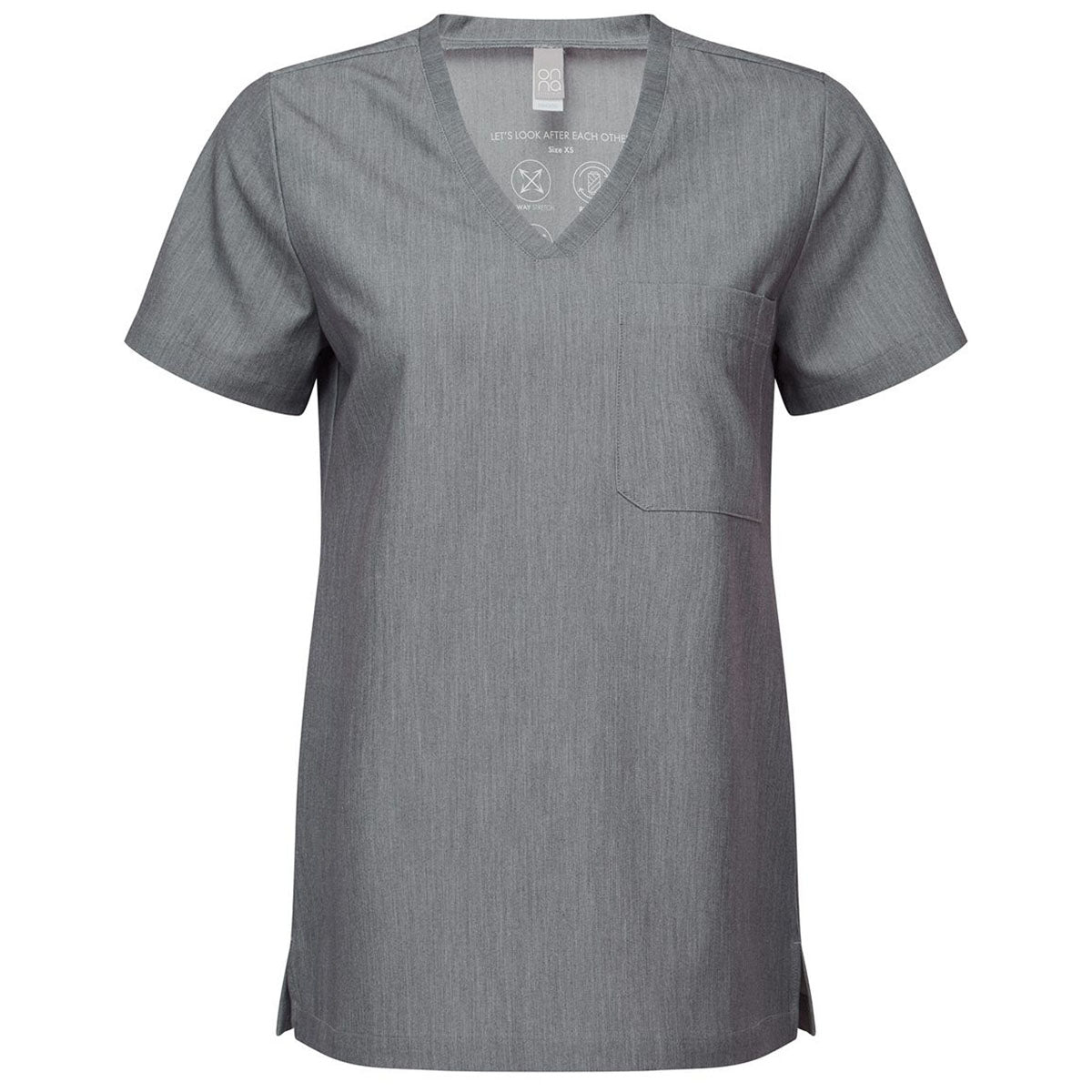 Onna Women's Dynamo Grey Limitless V-Neck Stretch Scrub Top