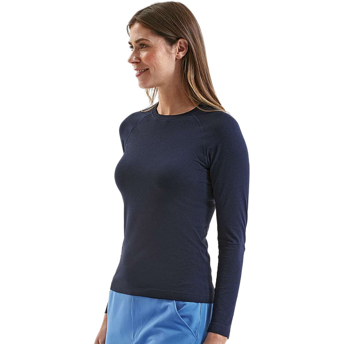 Onna Women's Navy Heather Unstoppable Long Sleeve Fresh Underscrub Base Layer T-Shirt