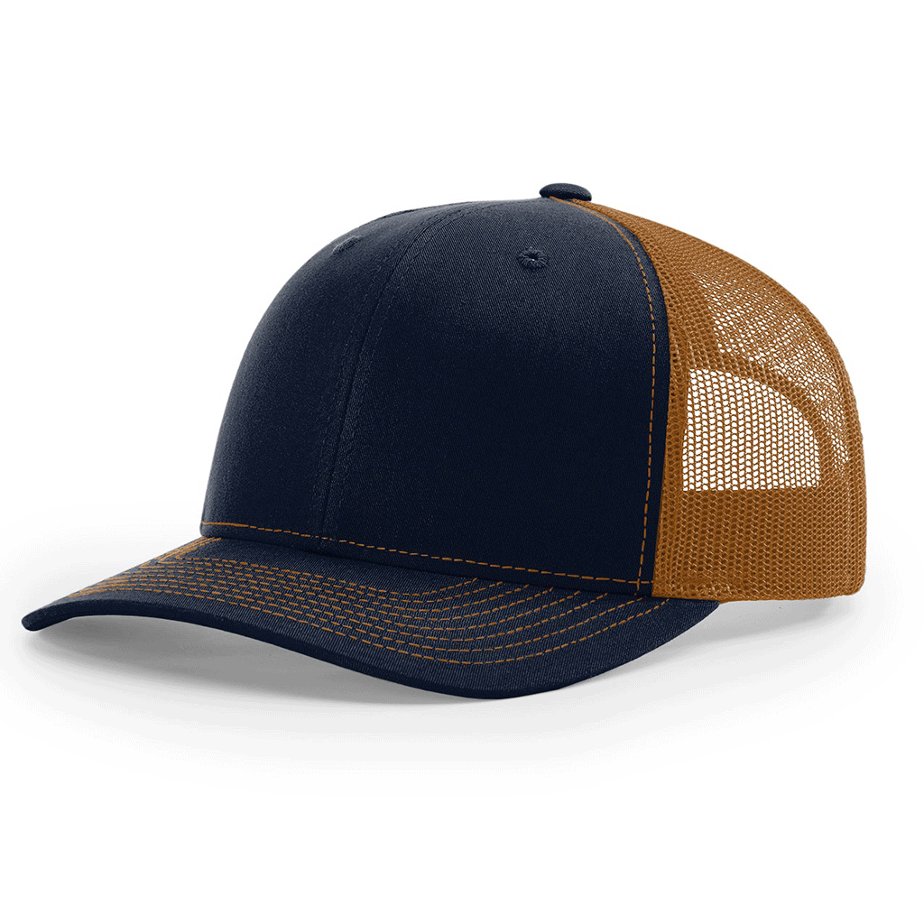 Richardson Navy/Caramel Mesh Back Split Trucker Hat