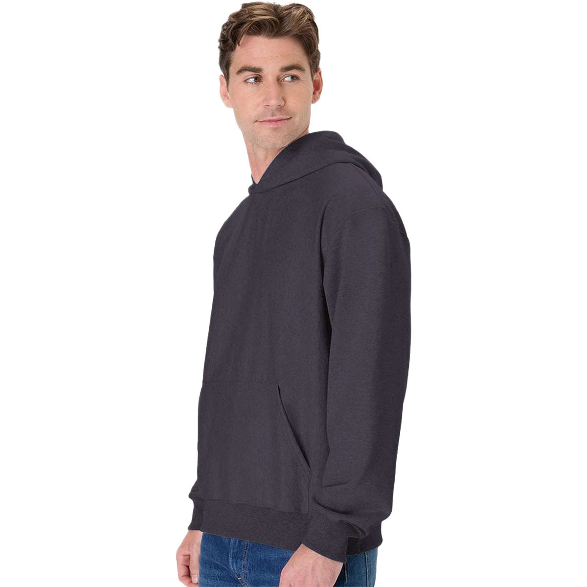 Hanes Unisex Charcoal Heather Beefy Sweats Premium Heavyweight Hooded Sweatshirt