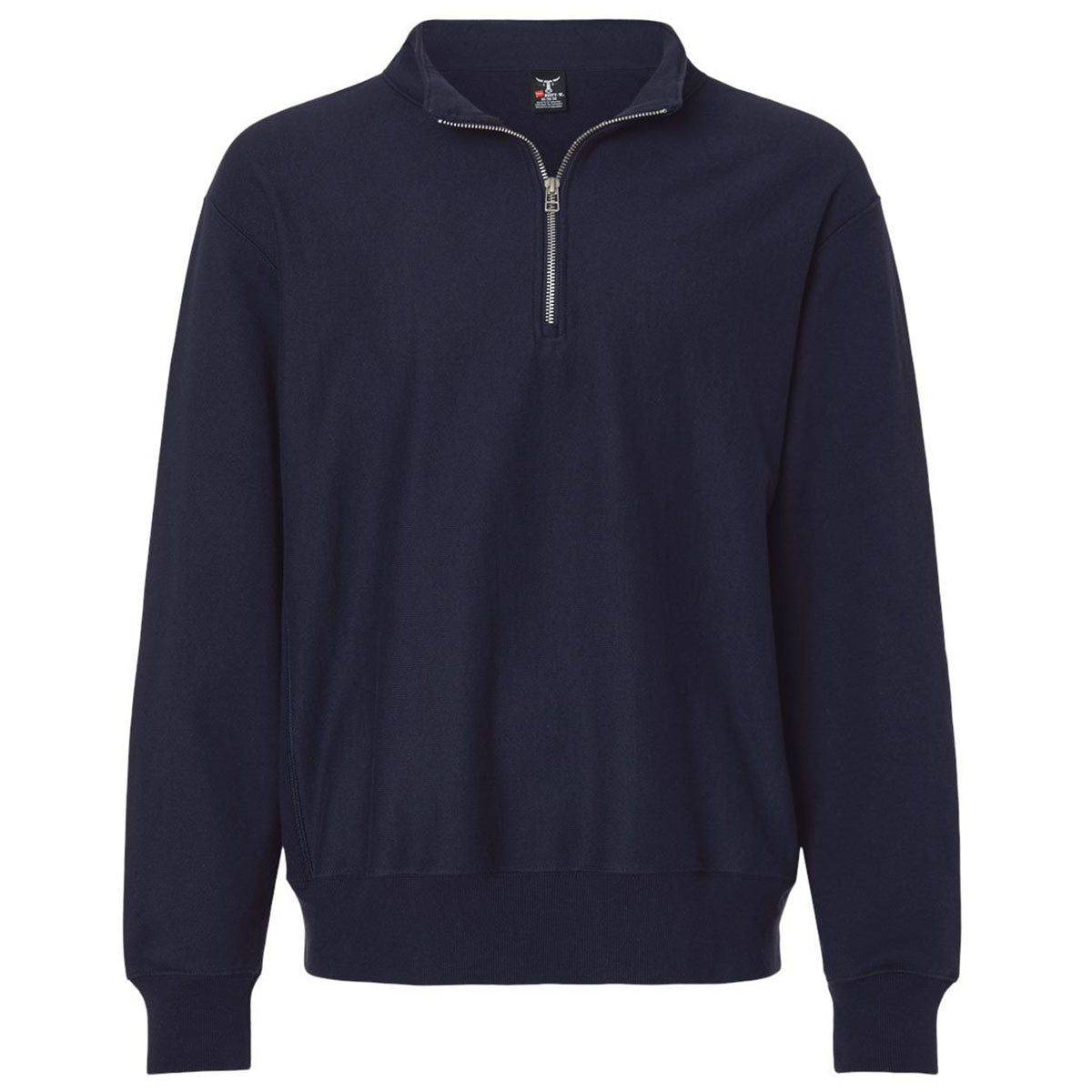 Hanes Unisex Athletic Navy Beefy Sweats Premium Heavyweight Quarter-Zip Sweatshirt