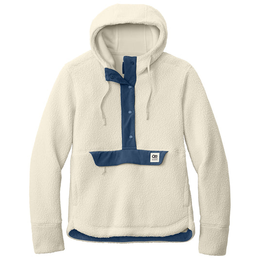Outdoor Research Women's Oat/ Navy Packwood Fleece Pullover Hoodie