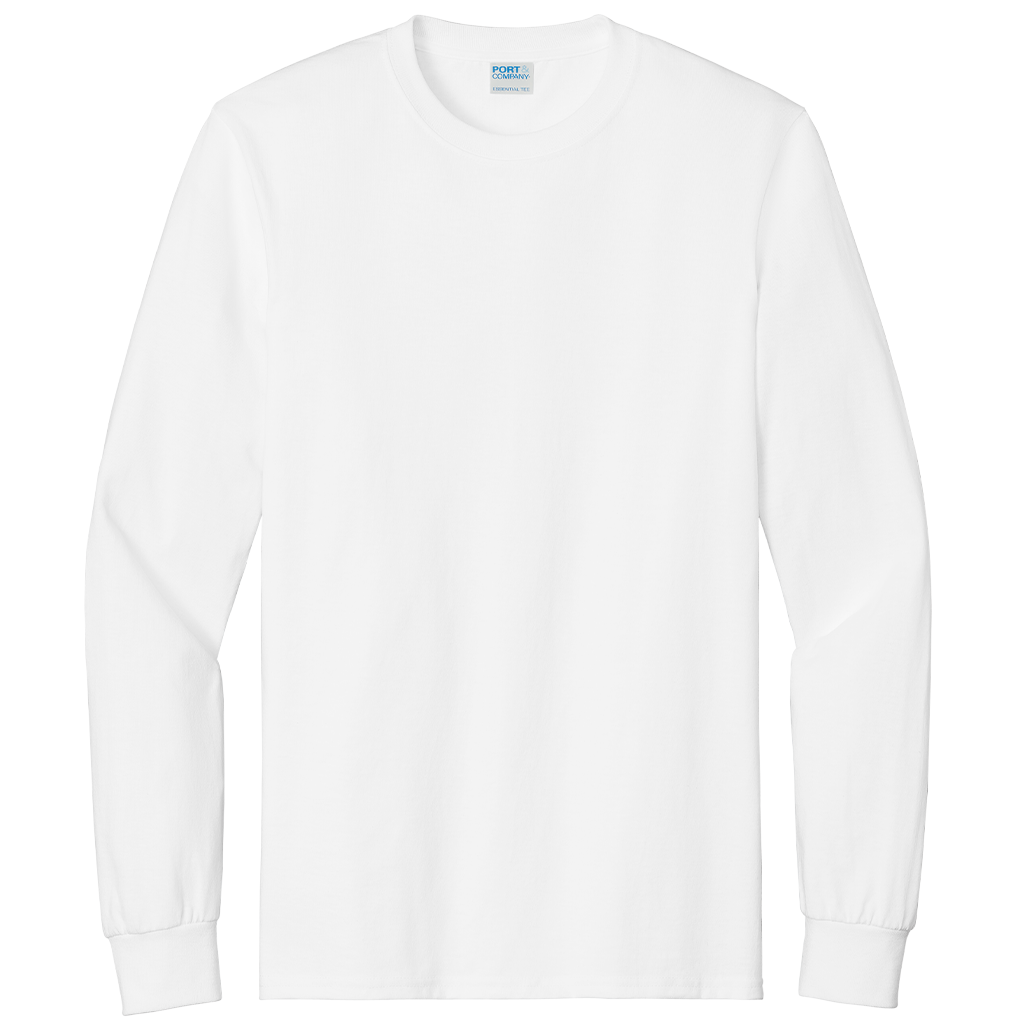 Port & Company Men's White Long Sleeve Essential Tee