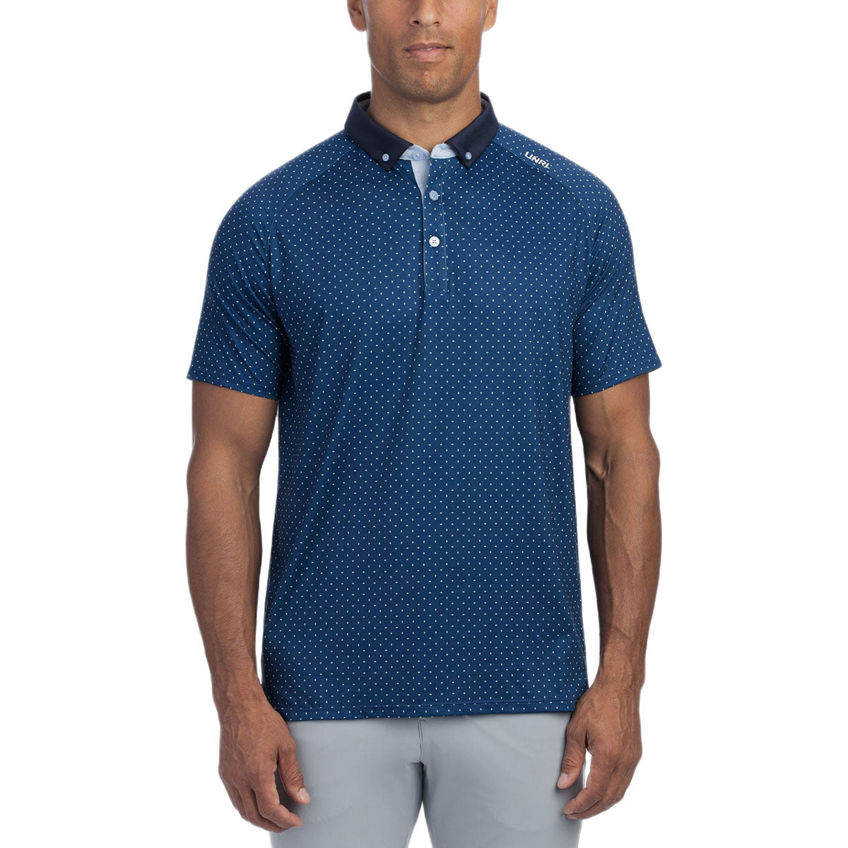 UNRL Men's Cavern Blue Pinpoint Polo