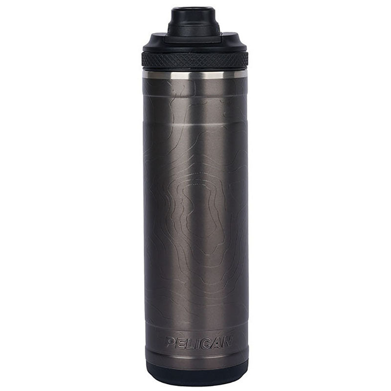 Pelican Porter Gunmetal Pelican Pacific Chug 26 oz. Topographical Recycled Double Wall Stainless Steel Water Bottle