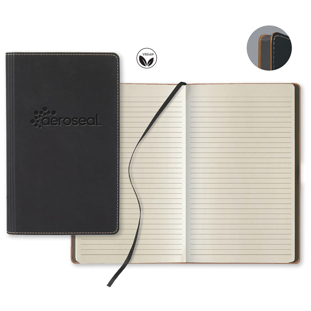 Castelli Black Vegan ECO Medio Lined Ivory Page Journal