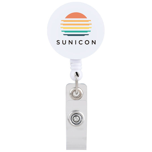Beacon White Id Buddy Round Retractable Swivel Badge Reel