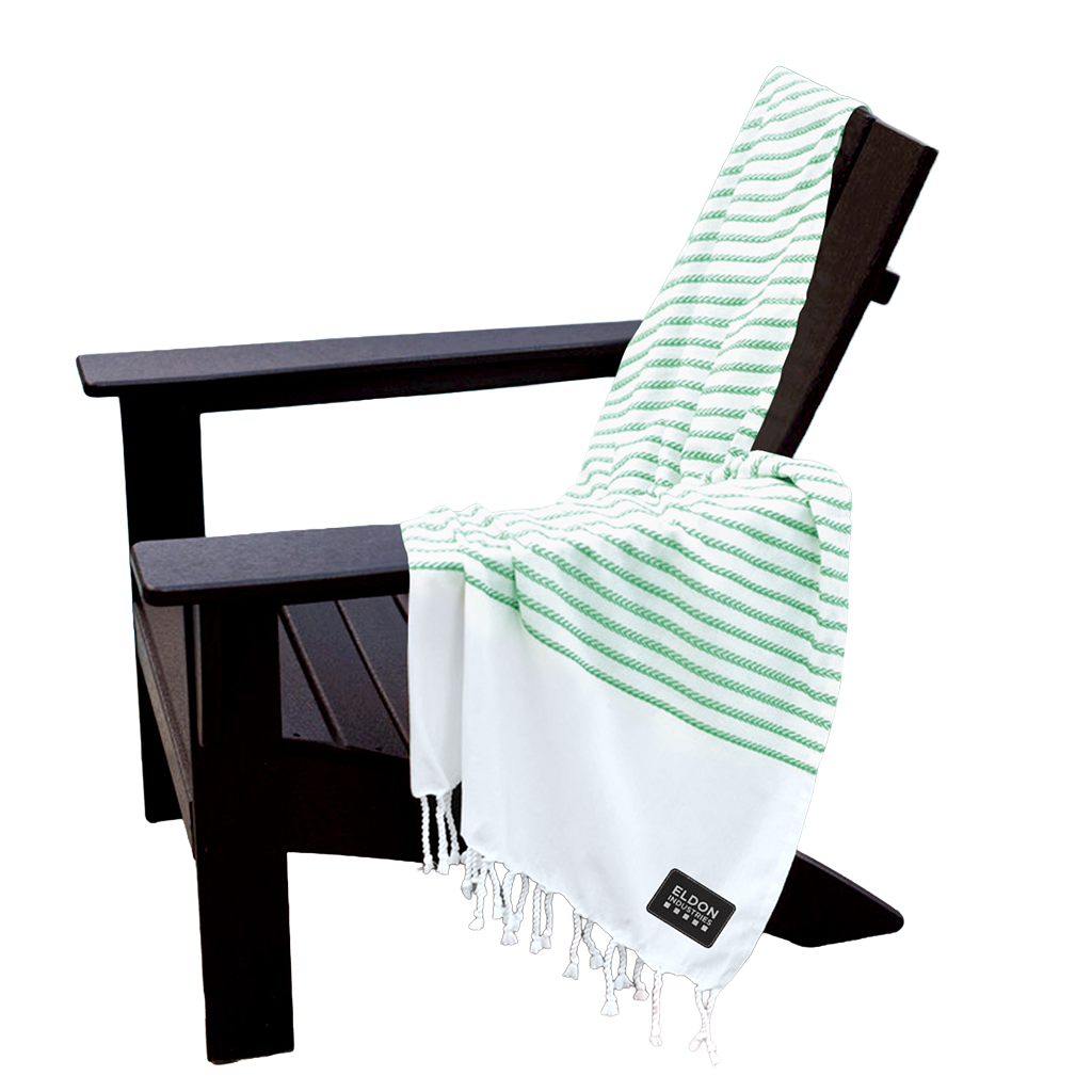 The Magnet Group Green/White Stripes Recycled Beach Blanket