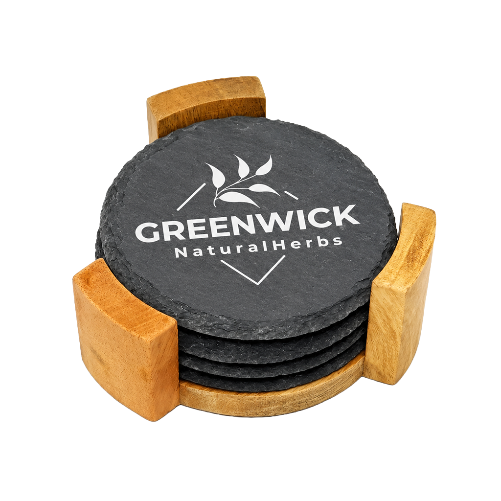 Beacon Charcoal Grey 4 Pc. Slate Coaster Set with Wood Stand