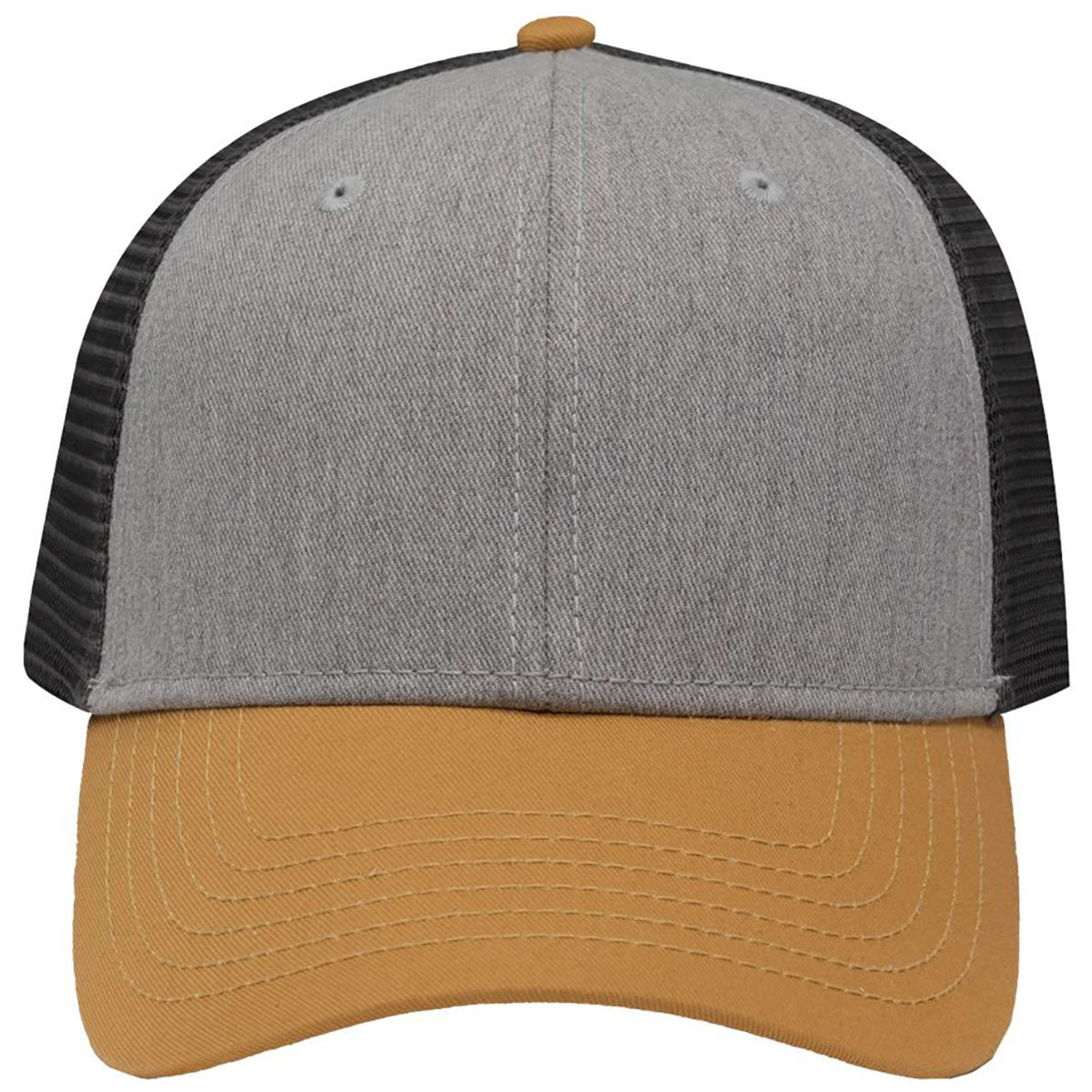 Sportsman Heather Grey/Charcoal/Vegas Gold Lo-Pro Mesh Back Trucker Fit Cap