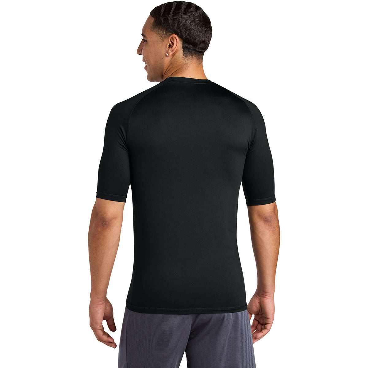 Sport-Tek Men's Black PosiCharge Compression 1/2-Sleeve Tee