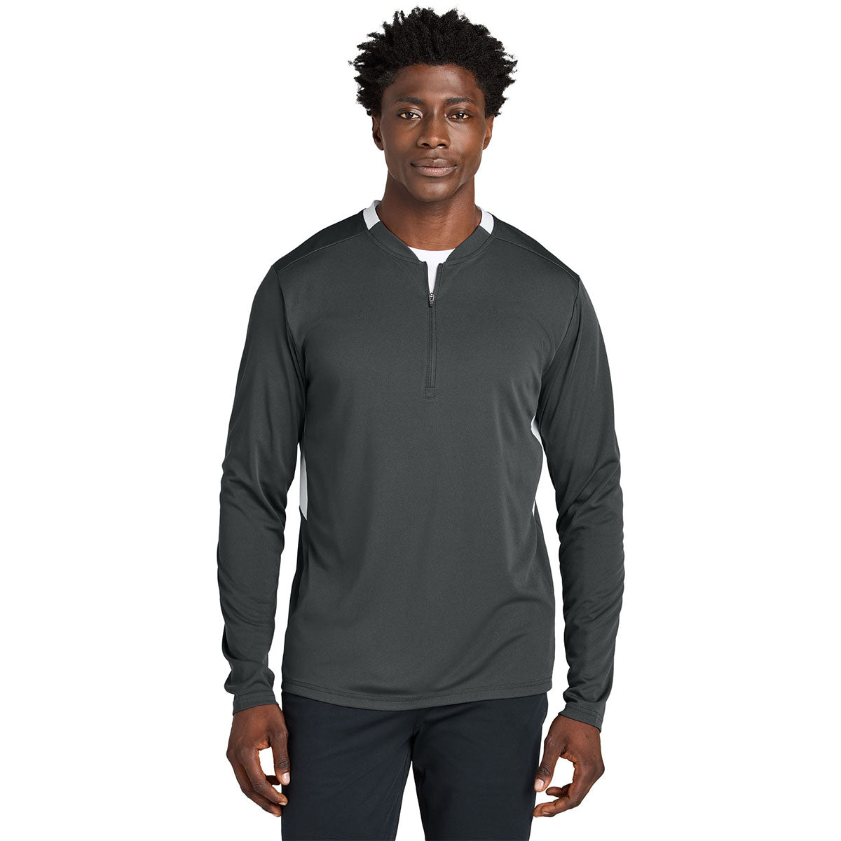 Sport-Tek Men's Iron Grey/White Club 1/4-Zip Pullover