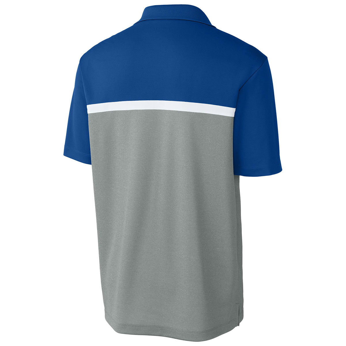 Sport-Tek Men's True Royal/Grey Concrete Heather/White UV Micropique Colorblock Polo