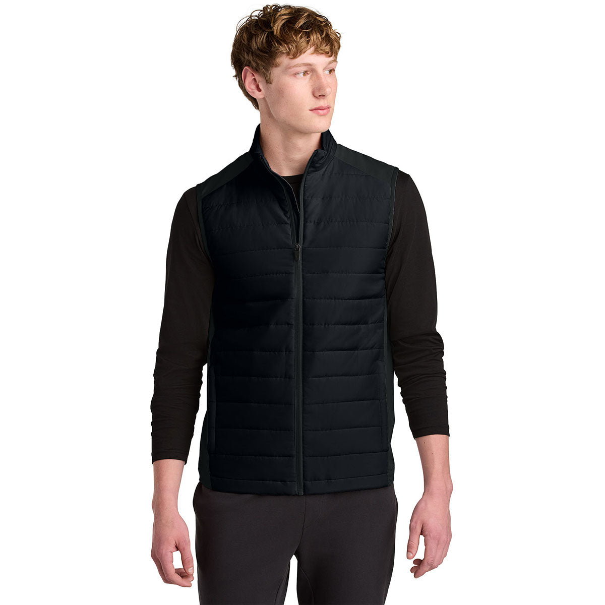 Sport-Tek Men's Black Teknical Hybrid Vest