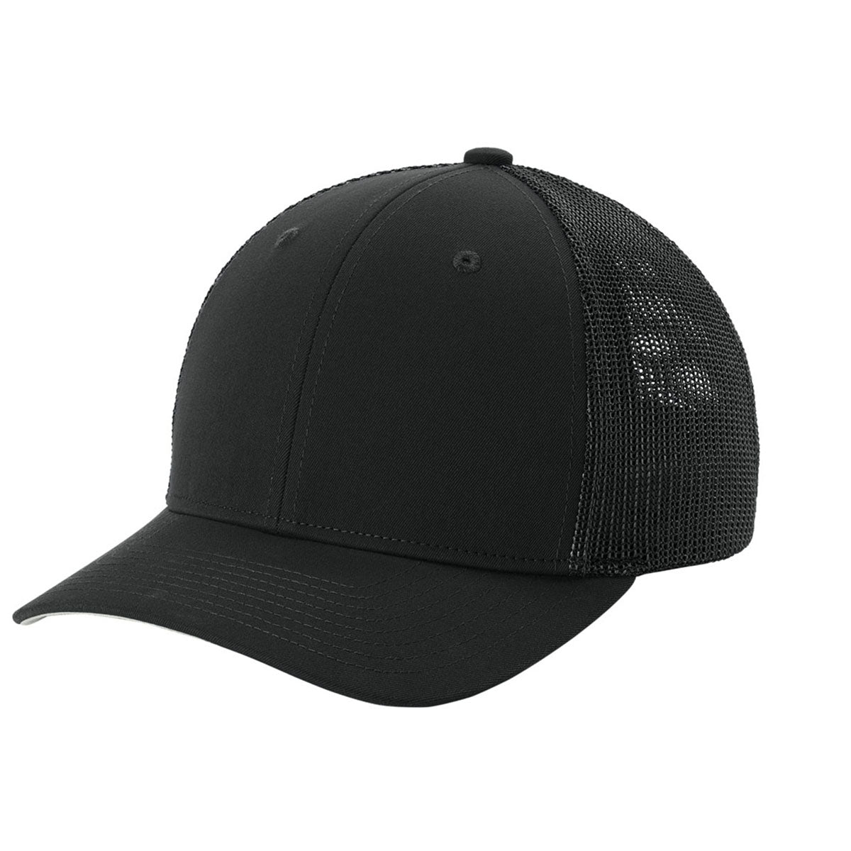 Sport-Tek Black/Black Stretch-Tek Mesh Back Cap
