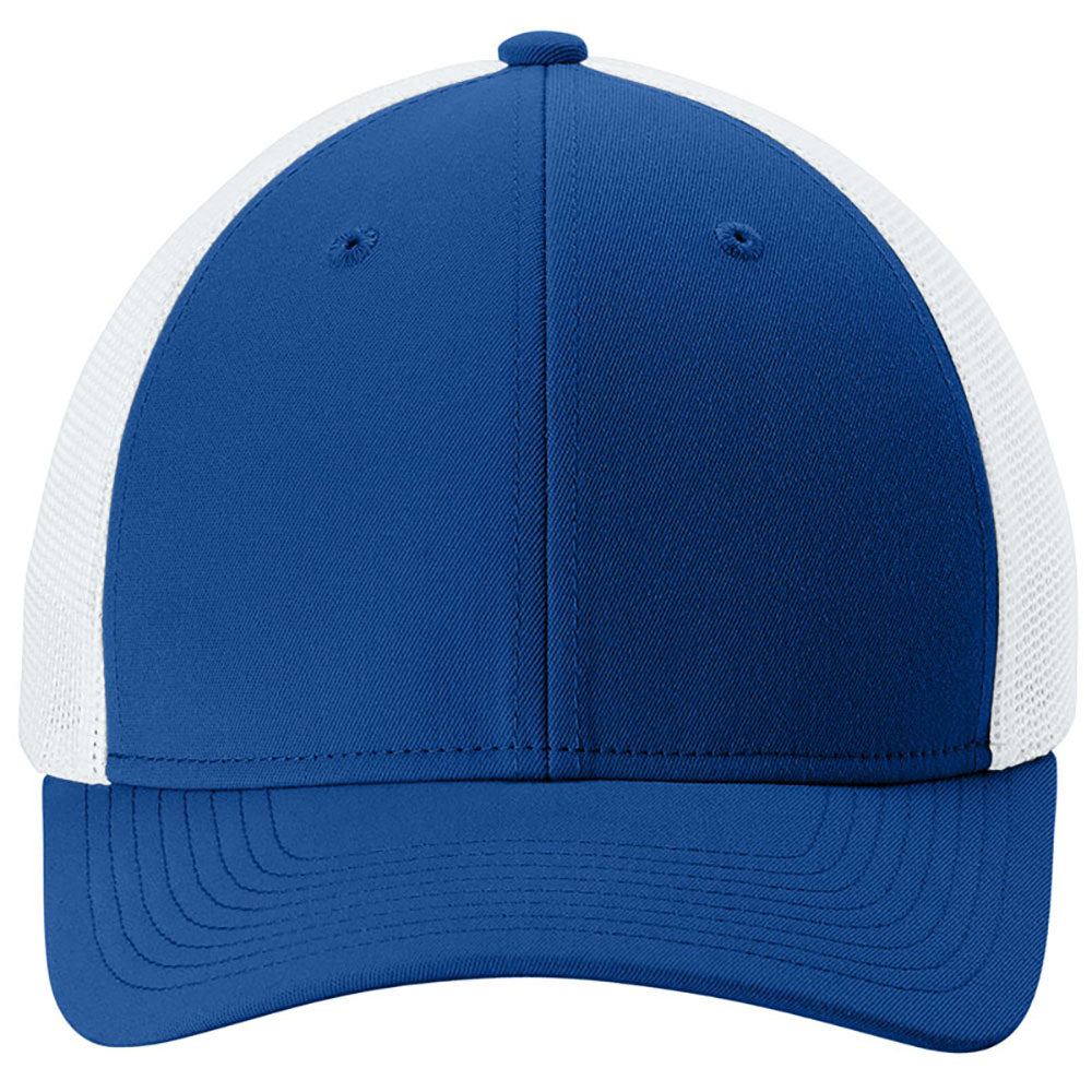 Sport-Tek True Navy/White Stretch-Tek Mesh Back Cap