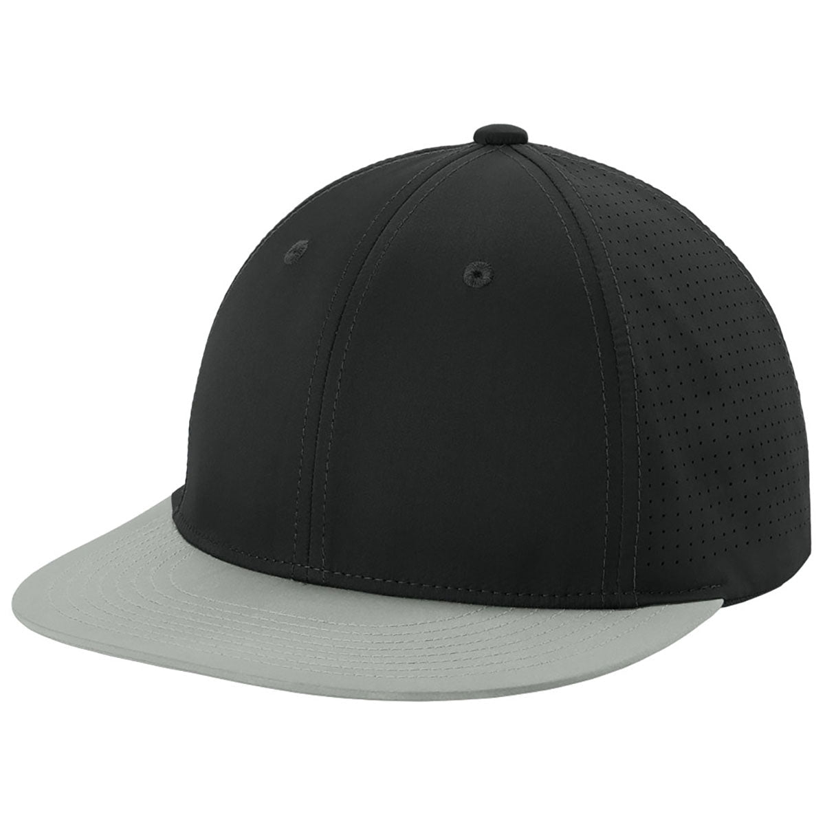 Sport-Tek Black/Silver/Black Pro-Cut Stretch-Tek Cap