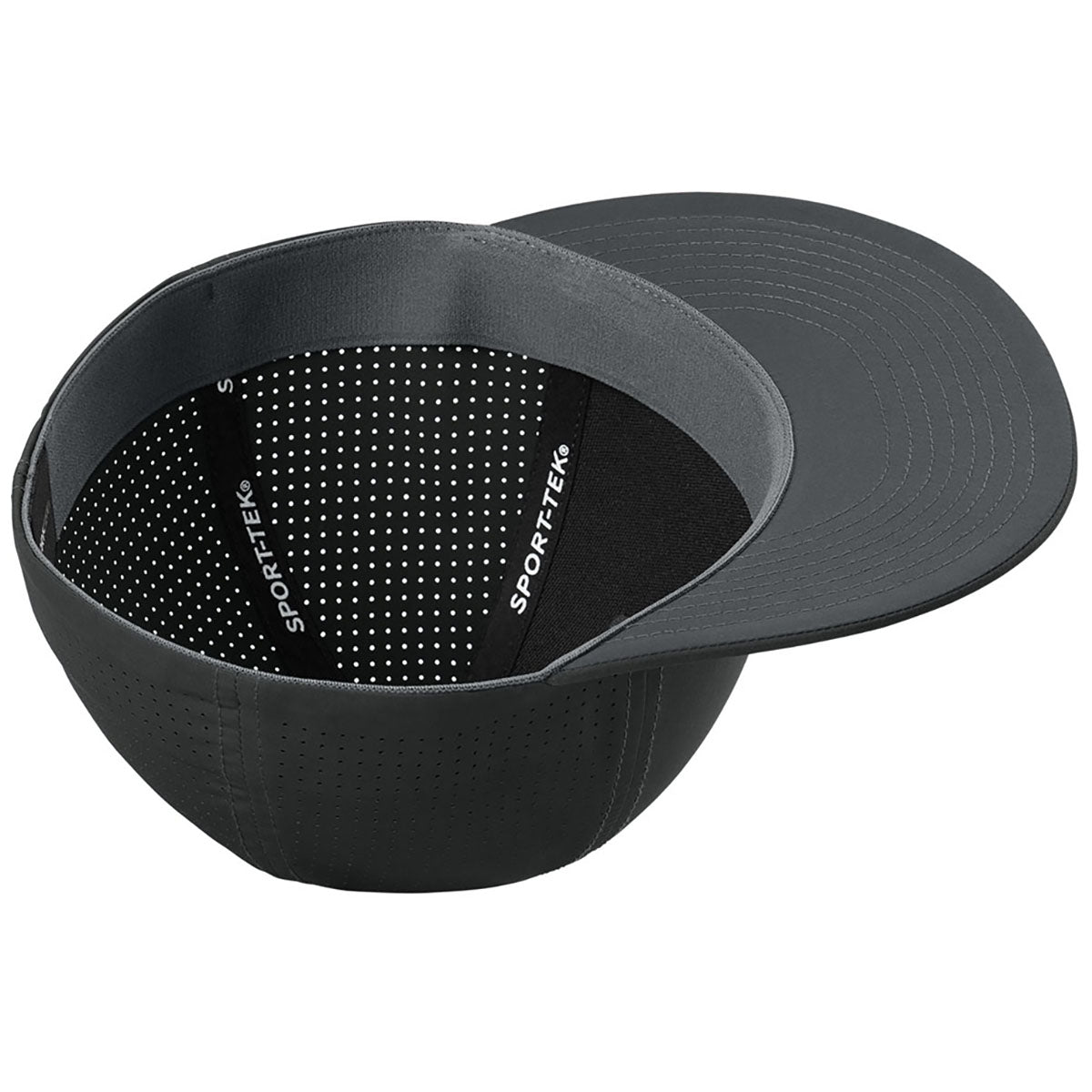 Sport-Tek Black Pro-Cut Stretch-Tek Cap