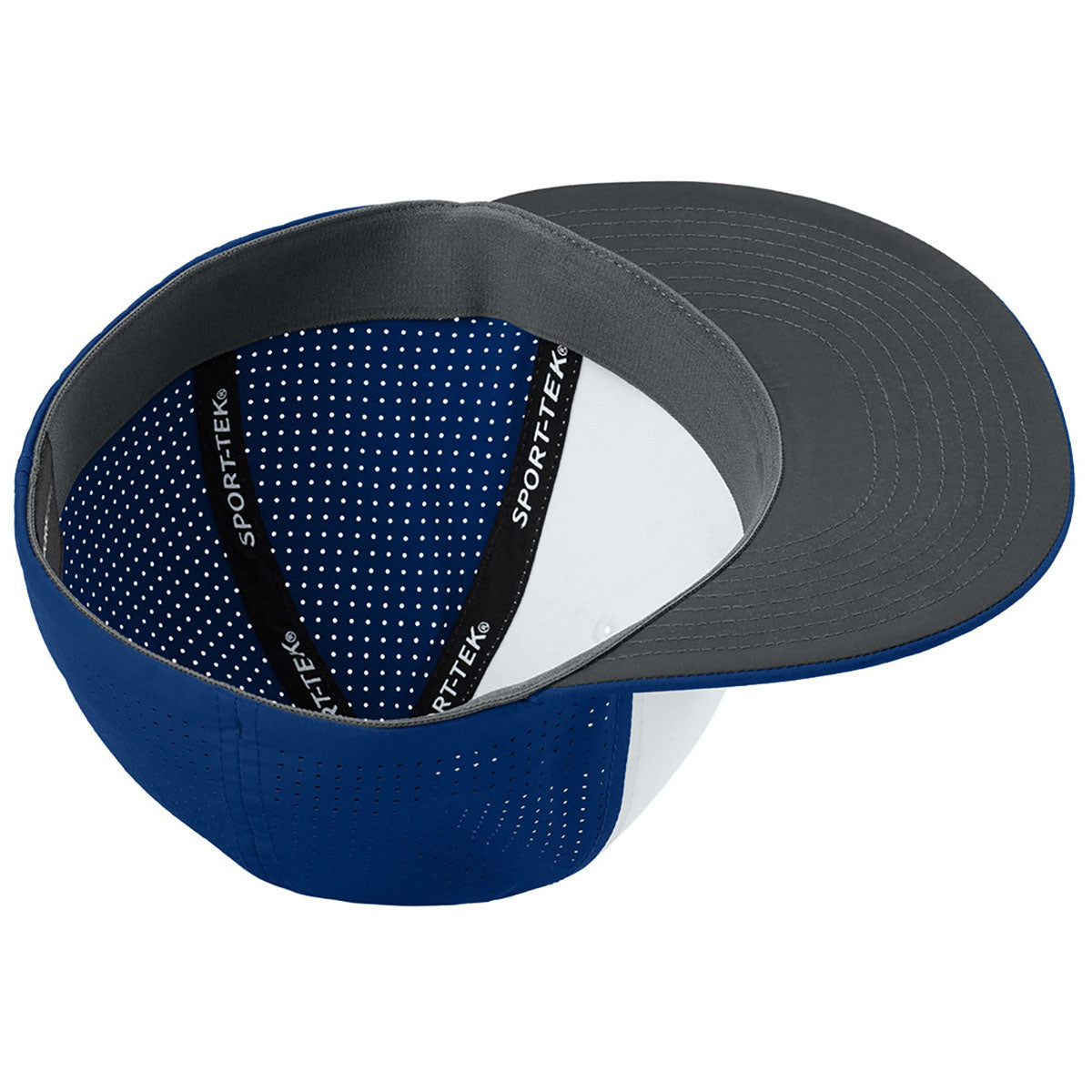 Sport-Tek White/True Royal/True Royal Pro-Cut Stretch-Tek Cap