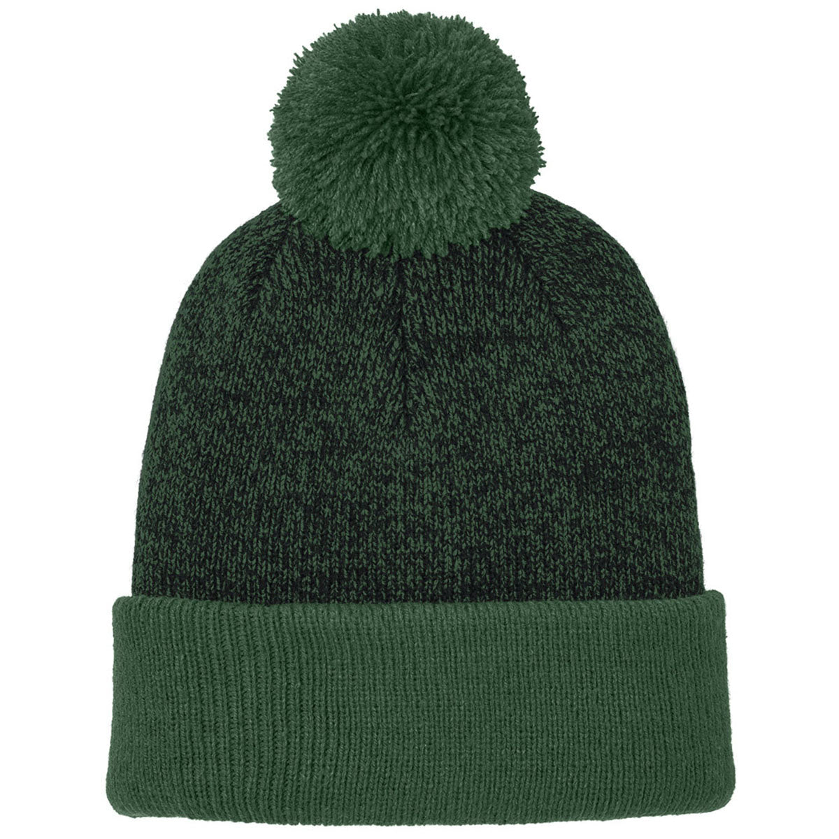 Sport-Tek Forest Green/Black Halftime Heather Pom Beanie