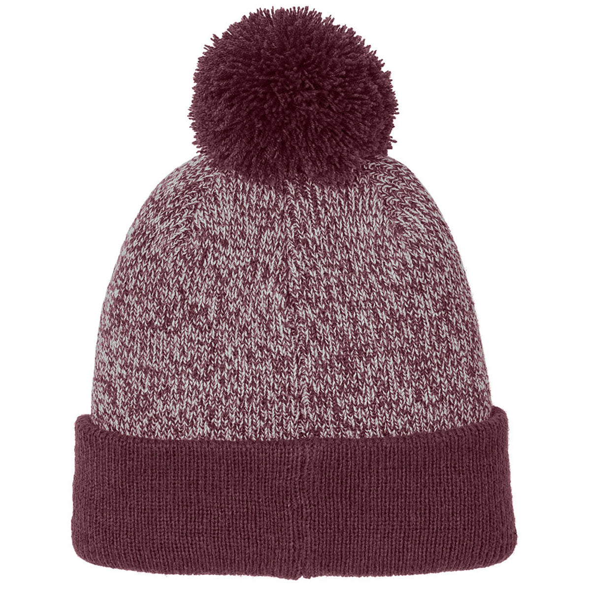 Sport-Tek Maroon/Silver Halftime Heather Pom Beanie