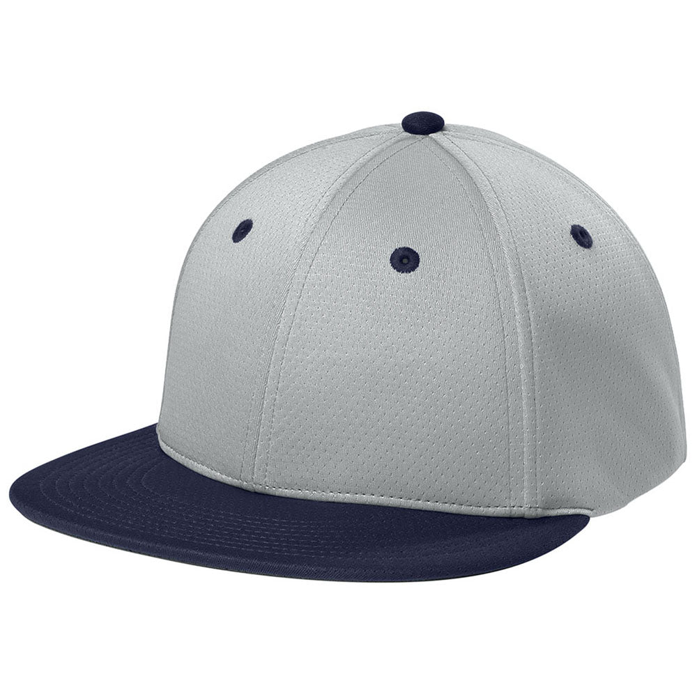 Sport-Tek Silver/True Navy/Silver Impact Mesh Stretch-Tek Cap
