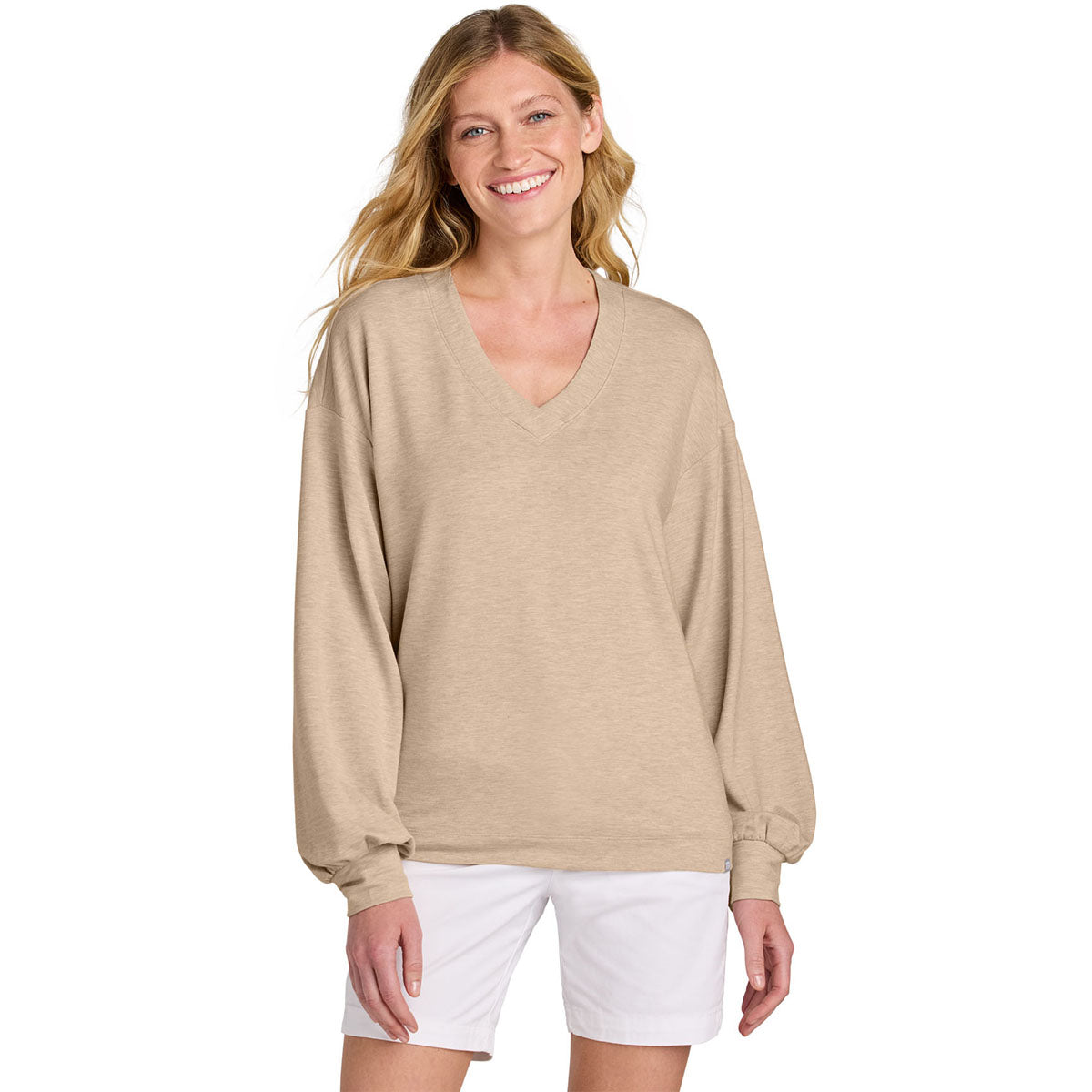 TravisMathew Women's Natural Heather Long Weekend V-Neck