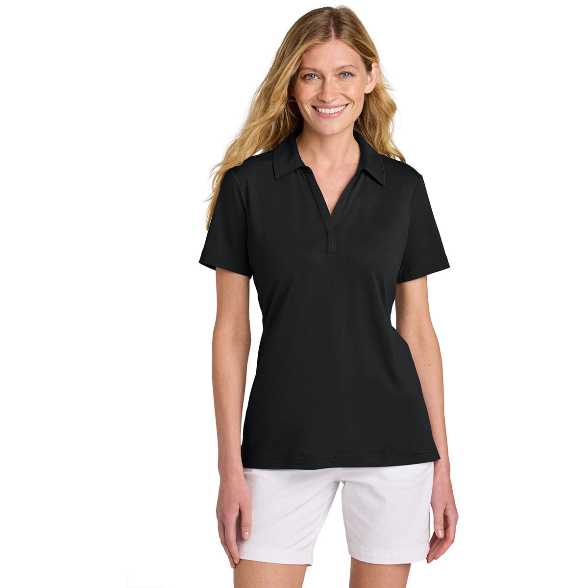 TravisMathew Women's Black Glenview Solid Polo