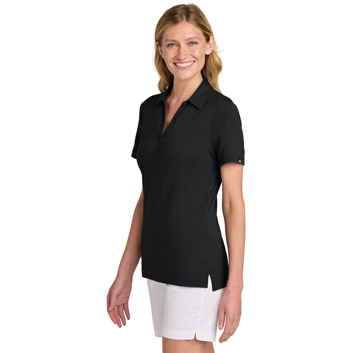 TravisMathew Women's Black Glenview Solid Polo