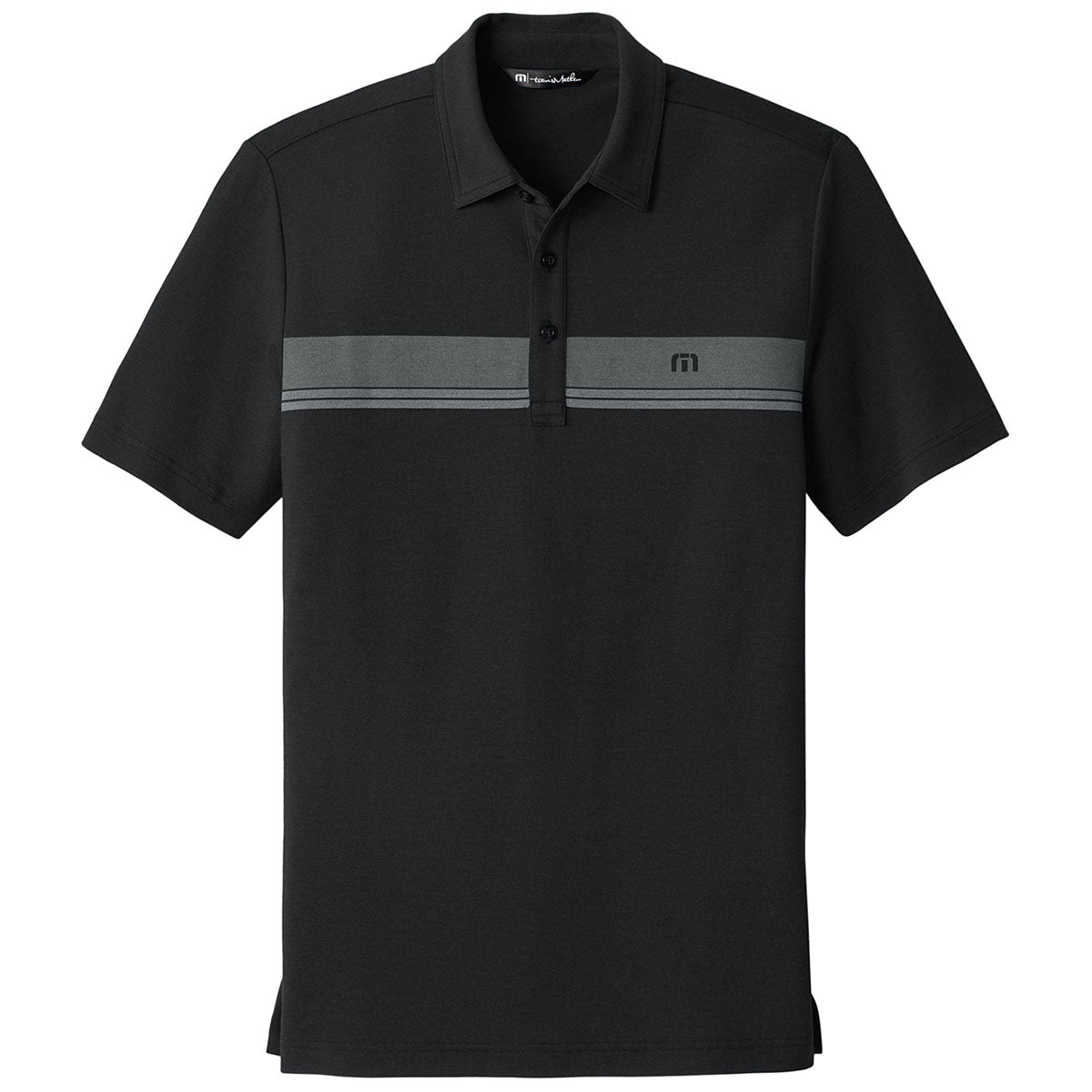TravisMathew Men's Black Glenview Stripe Polo