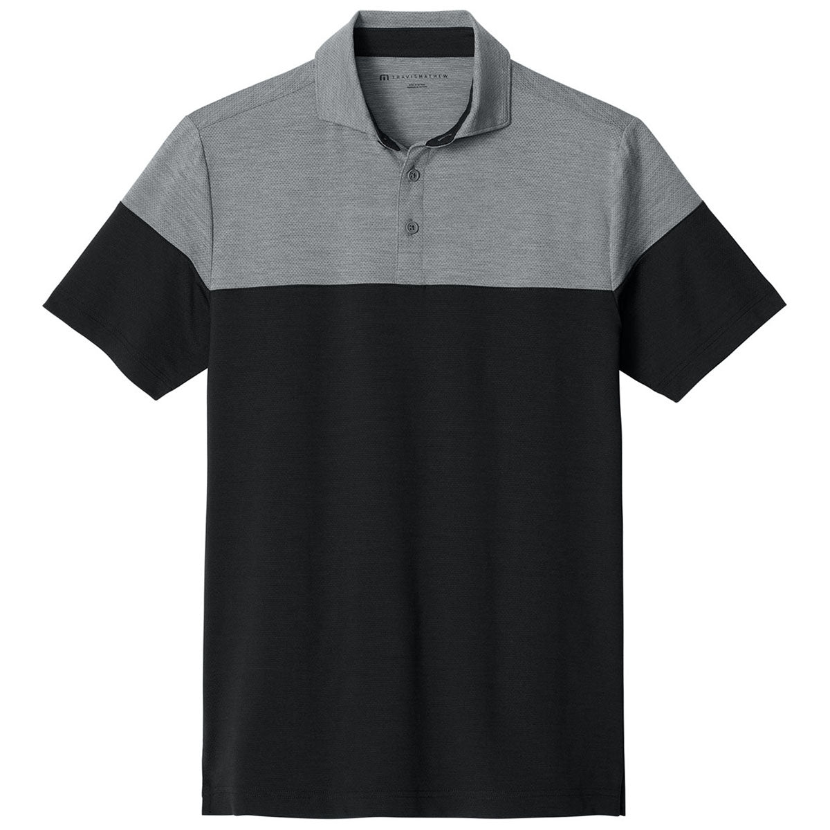 TravisMathew Men's Quiet Shade Grey Heather/Black Onward Colorblock Polo