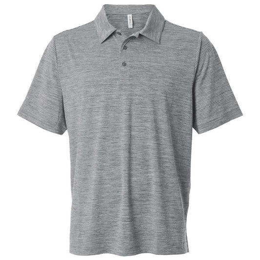 Team 365 Men's Black Heather/White Relay Heathered Stripe Polo