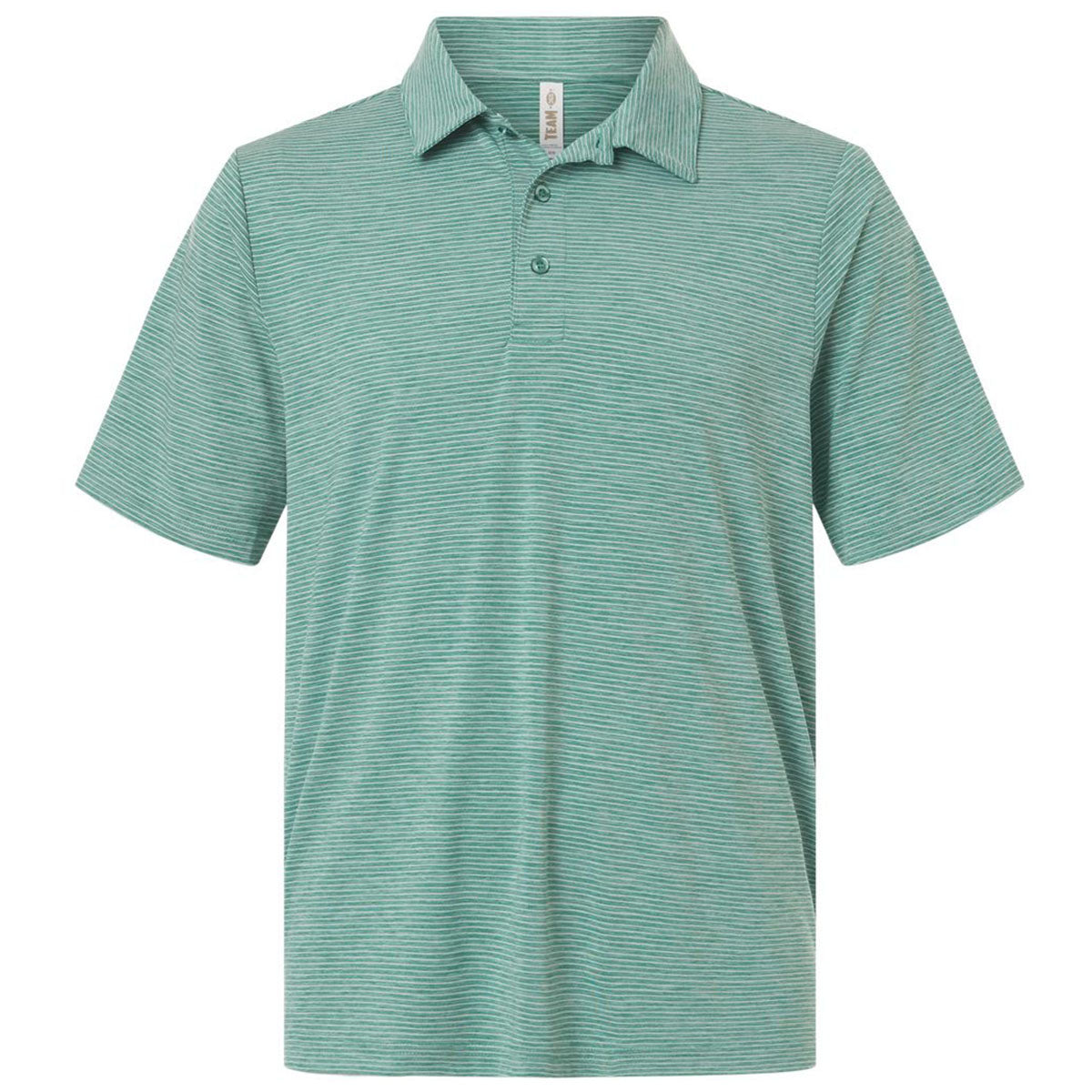 Team 365 Men's Sport Forest Heather/White Relay Heathered Stripe Polo